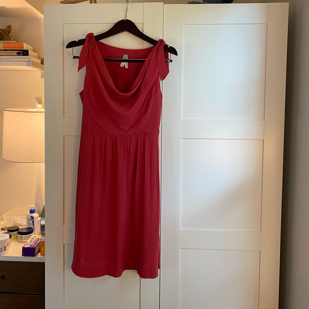 Anthropologie Maeve Tied Down Cowl Neck Shoulder Tie Dress Size 0